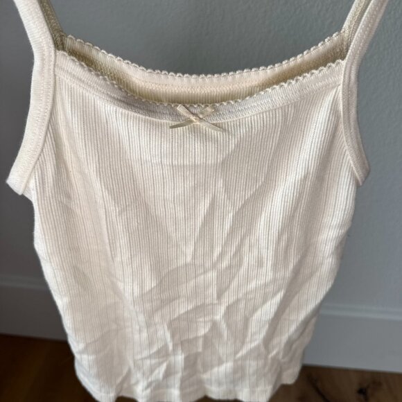 Brandy Melville Ribbed Bow Tank Top • Dainty • EU Made • 100% Cotton • Ivory - Picture 8 of 9